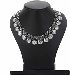 Archiecs Creations Women's Oxidized Metal Chain Coin Necklace Archiecs Creations Women's Oxidized Metal Chain Coin Necklace