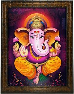 इंडियानारा LORD GANESHA (1314) WITHOUT GLASS डिजिटल रीप्रिंट 13 inch x 10.6 inch पेंटिंग