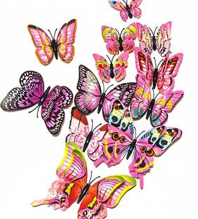 RANGOLI 12 cm butterfly Multicolor Purple Magnetic Sticker