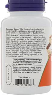 Now Foods Betaine HCL, 648 mg, 120 Veggie Caps