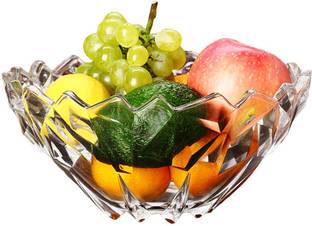 crescita Glass Decorative Bowl POSH Collection Elegant Glass Fruit Bowl (Large)