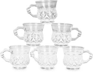 AFAST Pack of 6 Glass Designer & Stylish Transparent Tea/ Coffee Cup, Glass, Round (Set Of Six) TK10