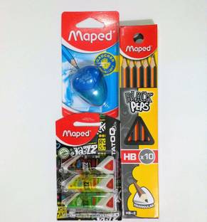 Maped Graphite Pencil, Sharpener & Pyramid Erasers Pencil