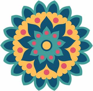 Aalam Designs 38 cm Diwali Special - Multicolored Rangoli Floor Sticker Self Adhesive Sticker