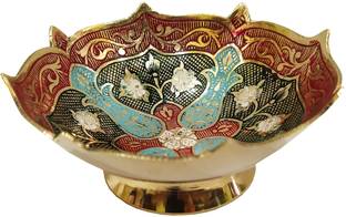 DECKORISH Brass Decorative Bowl Brass Handcrafted Multicolor fine Work Floral small dish Bowl 11 CM