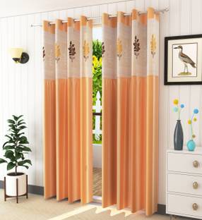 Homefab India 274.5 cm (9 ft) Polyester Semi Transparent Long Door Curtain (Pack Of 2)