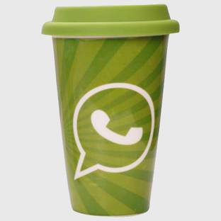 BONZEAL Whatsapp Logo Coffee Cup with Lid Tea Cup Ceramic Coffee Mug