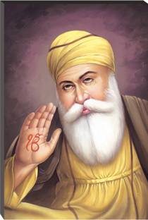 Masstone Guru Nanakji Sikh Religious Self Adhesive 6mm MDF Panel Painting Digital Reprint 18 inch x 12 inch Painting