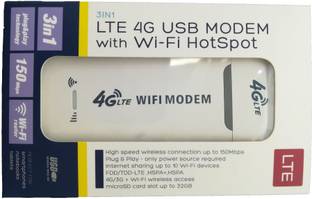 Singtronics High Speed 150 mbps Wifi MicroSD 4G/LTE/3G Wi-Fi Dongle 150 Mbps Data Card ,Calls not Supported
