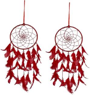 Winberg Red Dream catcher Combo Pack of 2 Cotton, Feather Dream Catcher