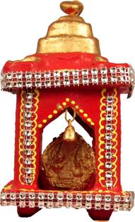 SUNINOW Suninow Terracotta Earthenware Clay Lakshmi Ganesh Square Shape Diwali Decorative Showpiece  -  12 cm