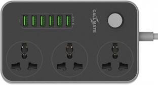 Callmate Ext-306 Power Strips with 6 Port USB Charger with 3 AC Socket 3  Socket Extension Boards