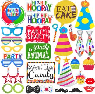 SYGA Set of 30 Universal Party Theame Props, Suitable props for all party Photo Booth Board