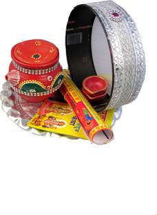 SUNINOW Karwa chauth pooja thali set|karwachauth thali set |karwa chauth thali Silver Plated