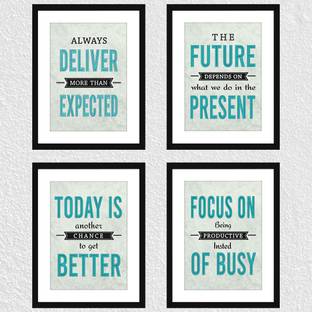 Motivational Office Quotes Décor set – Motivational Poster for OFFICE WALL, SCHOOL, STUDY ROOM, COLLEGE, INSTITUTE, ENTREPRENEUR - Motivational Frames For Office - Motivational Office Frames - Motivational Office Poster Framed - Motivational Framed Quotes Posters For Office - Combo - (34 cm x 27 cm x 4 cm) – Set of 4 Paper Print