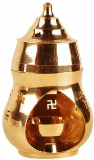 Puja N Pujari Camphor Diya Lamp Aroma Incense Burner Diya Oil Diffuser Brass Table Diya Set
