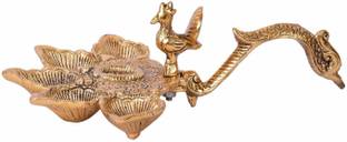 WELLWISHERS CRAFT Panchmukhi Aarti Diya for Pooja Table Diya Aluminium Table Diya