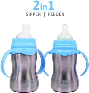 The Little Lookers Sipper/Feeding Bottle | Steel Feeder Cum Sipper - 240 ml