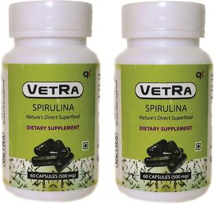 vetra Spirulina Capsules (Pack of 2) - 60 (500 Mg) capsules