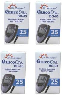 Dr. Morepen GLUCO ONE BG-03 25 PACK OF 4 100 Glucometer Strips