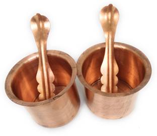 VALUE CRAFTS Copper Panchpatra with Anchmani for All Pooja Purpose Copper