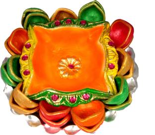 SUNINOW Handmade Clay Diya Pooja Thali Set | Diwali Pooja Thali | Diya for Diwali Terracotta