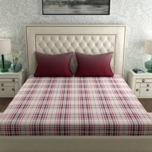 TRIDENT Cotton Double Flat 120 TC Checkered Bedsheet