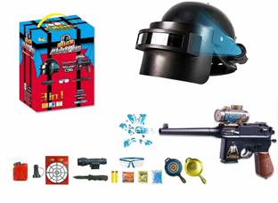Dherik Tradworld NEW PUBG Airbox AirDrop Box PUBG Helmet & Accessories Toy Set Toy Set for Boys 12 pcs Darts & Plastic Bullets