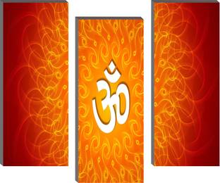 Masstone Om Religious 3 Piece MDF Panel Painting Digital Reprint 18 inch x 15 inch Painting