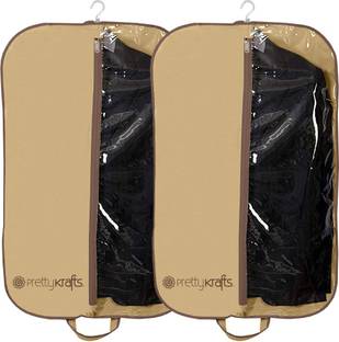 PrettyKrafts Half Transparent Coat Cover | Cloth Cover | Blazer Cover (Set of 2) F1547_Beige2
