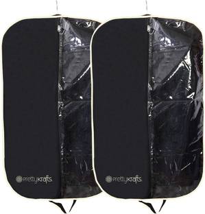 PrettyKrafts Half Transparent Coat Cover | Cloth Cover | Blazer Cover (Set of 2) F1547_Black2