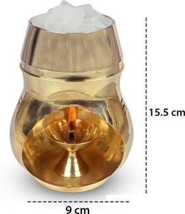 CRYSTU Brass Aroma Incense Burner Camphor Lamp Aroma Lamp Oil Burner Oil Diffuser with Diya Brass Table Diya Set