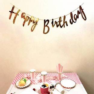 PopTheParty Happy Birthday Gold Bunting Flag Banner Banner