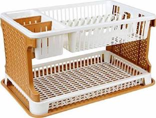Randal Utensil Kitchen Rack Plastic Multipurpose Use ( Plate / Bowl / Spoon / Knife ) Storage - (Beige )
