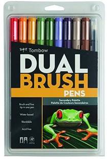 Tombow Tombow Dual Brush Pen Set, 10-Pack, Secondary Colors (56168) Calligraphy