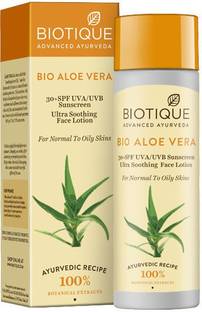 BIOTIQUE Sunscreen - SPF 50 PA+ Bio Aloe Vera 30+SPF UVA/UVB Sunscreen Lotion