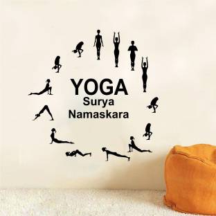 Decal O Decal 90 cm Surya Namaskara -Yoga Wall Stickers Self Adhesive Sticker
