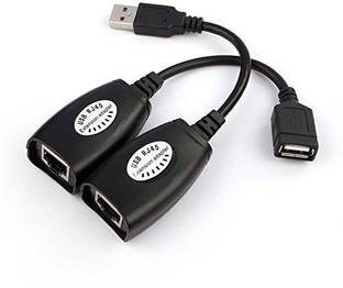Ever Forever Micro USB Cable 0.02 m 150Ft USB 2.0 to RJ45 LAN Extension Adapter Over Cat5/Cat5e/Cat6 Cable (Black)