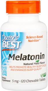 Doctor's Best Melatonin, Natural Mint Flavor, 5 mg, 120 Chewable Tablets