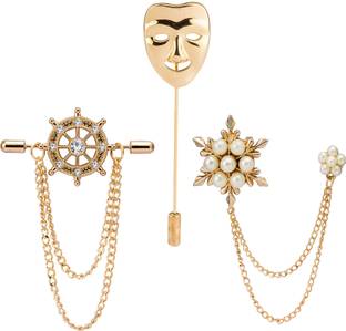 Om Jewells Combo of 3 Designer Crystal Lapel Pin Brooch Brooch