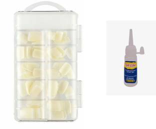 BEAUTRISTRO Reusable Acrylic False Nails With Free Glue WHITE