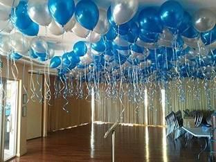 Balloon Wala Solid HD Metallic (White, Blue, Pack of 50) Balloon