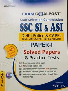 SSC SI & ASI delhi police & CAPFs paper 1 solved papers & practice tests