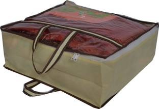AARON INC AI_Beige_Rajai_01 Blanket Storage Bag Blanket Cover with Large Transparent Window and Side Handles AI_Beige_Rajai_01