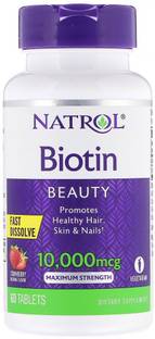 Natrol Biotin, Maximum Strength, Strawberry, 10,000 mcg, 60 Tablets