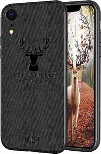 MOBILOVE Back Cover for Apple iPhone XR | Deer Pattern Cloth Texture Leather Finish Soft Fabric Hybrid Case
