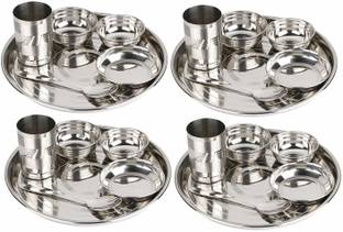 LIMETRO STEEL Pack of 24 Steel Sttainless Steel high Quality Heavy gauge 24 pcs Dinner Set Dinner Set