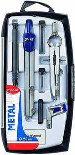 Maped Metal Leg Compass - 8 Instrument Set - Multi color Geometry Box