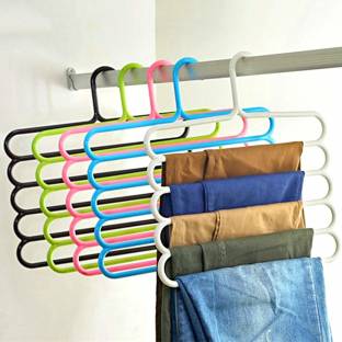 Raienterprises Trouser Hangers Pants Rack 5 layers Anti Slip Closet Magic Saver Pants Hanger Closet Organizer