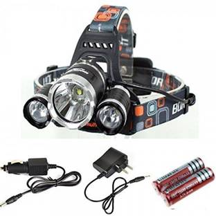 ZIGLY LED Headlamp Rechargeable Waterproof Head Flashlight 3 Cree LED LED Headlamp
